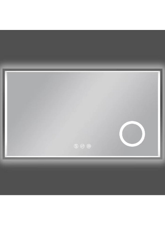 Aqua Drop Rectangular Copper Free Environmental Bathroom LED Mirror with Magnifier Clear 100 x 70 cm DWSFB10070SSHTM-BGM - Image 1